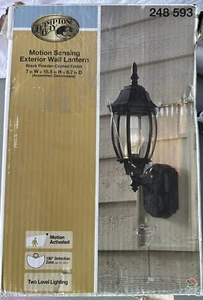 180° Black Motion-Sensing Outdoor Decorative Wall Lantern Sconce 248593 - Picture 1 of 4