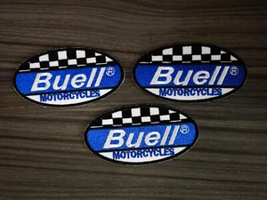 3 pcs BUELL Blue Motorcycles MotoGP Patch Iron on Embroidered or Sew on Shirt - Picture 1 of 6