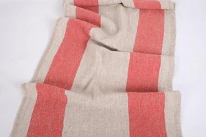100% linen fabric 340gsm French grey red stripes sack vintage pattern Belgium - Picture 1 of 5
