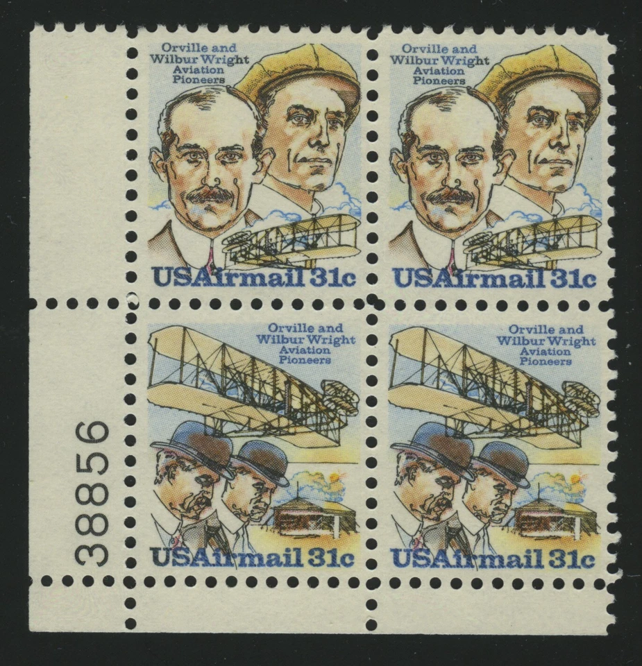 US  #C91-92 PLATE BLOCK Wright Brothers US Airmail 31 cents  MNH - Image 1 of 1