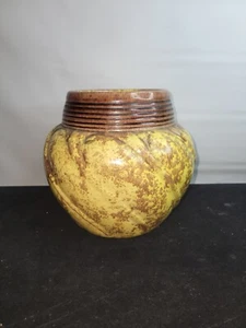 Vintage 1941-57 Gonder Pottery P-24 USA Ming Yellow & Brown Drip Cookie Jar Art - Picture 1 of 3