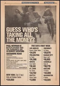 BUTCH CASSIDY AND THE SUNDANCE KID - Original 1969 Comercio taquilla anuncio/póster - Imagen 1 de 1