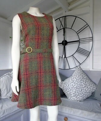 Joe Browns Tartan Check Tweed Wool Blend Belted Fit & Flare Mini Dress 12 NWOT - Image 1 of 4
