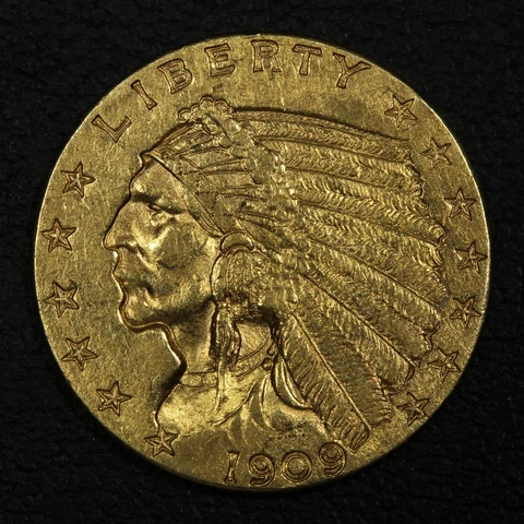 1909 $2.50 Indian Head Gold Quarter Eagle Cover