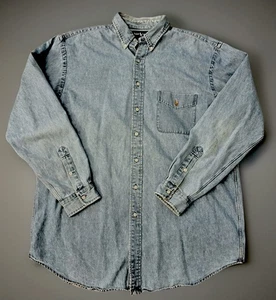 Vintage Polo Ralph Lauren Herren XLT Tall Blau Denim Knopfleiste Hemd Langarm - Bild 1 von 7