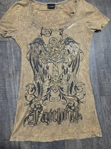 DayTrip Women's Small Rhindstone Affliction Style AOP Crosses - Picture 1 of 10