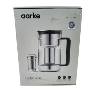 Aarke Purifier Large Water Filter Glass Pitcher 12 Cup Stainless No Granules - Picture 1 of 6