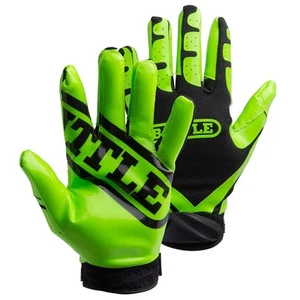 Adult Large Neon Green Black Ultra Stick Football Gloves for Performance - Picture 1 of 7