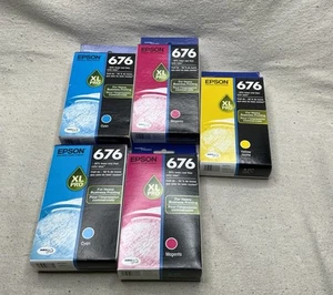 Genuine Epson 676 XL Pro Ink Cartridges Lot (Yellow,Magenta,Cyan) - Picture 1 of 7