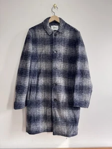 Kestin Edinburgh Overcoat Navy Check Italian Wool Size M Made in UK - Picture 1 of 5
