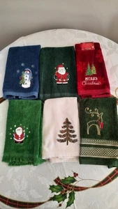 Weihnachten/Urlaub Fingerspitzen Handtücher 6 Stück Weihnachtsmann/Baum/Schneemann/Rentier - Bild 1 von 5