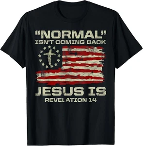 NEU LIMITED Normal Isn't Coming Back Jesus Is Christian American Flag T-Shirt - Bild 1 von 3