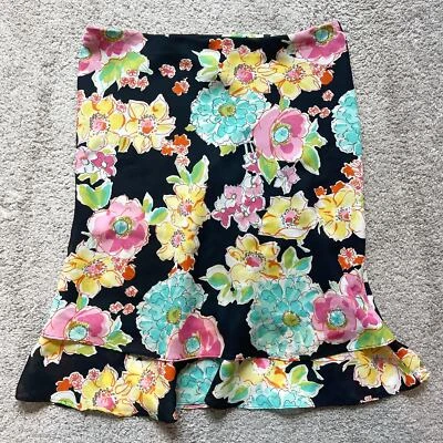 Falda Floral De Colección Volantes en Niveles Midi Cintura Elástica Talla Pequeña Forrada Transparente Oficina Foto 1 de 4