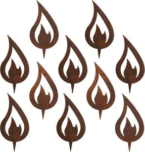 10x Rostige Flamme Edelrost Weihnachtsdeko Garten Kerze Advent 12x6cm - Bild 1 von 6