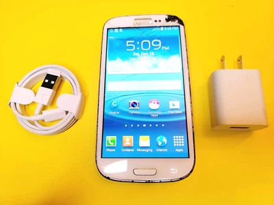 *VIEW PHOTOS* WHITE SAMSUNG GALAXY S3 SGH-I747M UNLOCKED CELL PHONE BELL ROGERS+ - Image 1 of 4