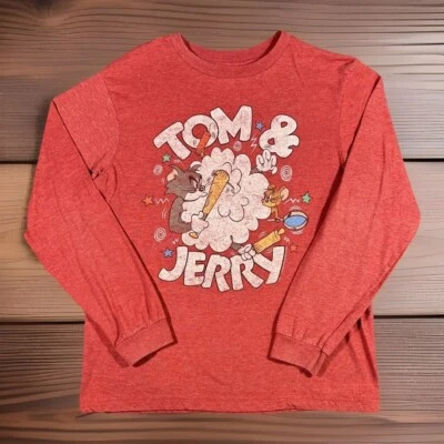 Old Navy Tom & Jerry Shirt Boy’s XL Red Long Sleeve Collectables Graphic Tee Y2K - Image 1 of 4