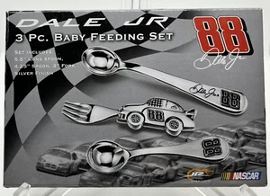 Nascar Dale Jr 3 Piece Baby Feeding Set Nip Godinger New Silver Finish Gift NIB! - Picture 1 of 2