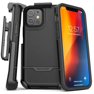 iPhone 12 Belt Clip Holster Case Protective Cover with Holder (Black) - Picture 1 of 9