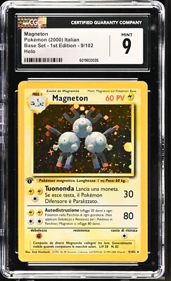 Pokemon Magneton 9/102 Holo ITALIAN 1st Edition Base Set - CGC 9 - Image 1 of 3