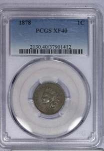1878 Indian Cent 1c PCGS XF40 EE40 - Picture 1 of 2