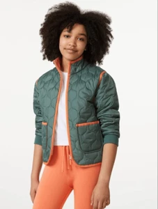 Free Assembly Girl’s Duck Green Lightweight Quilted Full Zip Jacket Medium 7/8 - Picture 1 of 15