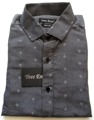 Camisa estampada para hombre ajustada manga larga negra tallas: S, M XXL Foto 1 de 4