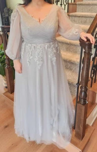 Formal Plus Size Dress Gray Prom Dress Mother of Bride Dress Mother of Groom 18W - Picture 1 of 6