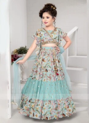Ethnic Indian Pakistani Kids Girls lengha lenga lehenga choli Size 2-15 years - Image 1 of 4