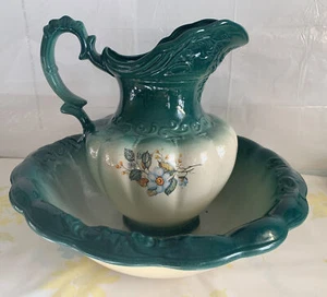 Magnolie Krug und Schüssel Set Hand Mede 70’s Grün Vintage - Bild 1 von 12