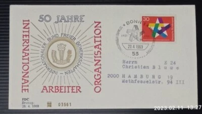 Germany FDC 28/04/1969.  Very fine condition  - Image 1 of 2