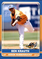 2019 Akron RubberDucks Grandstand 15 Ben Krauth Concord California Baseball Card