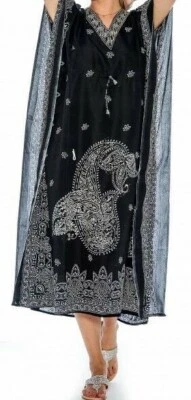 Women African Dashiki Caftan Maxi hippie Dress boho Kaftan embellished Free size - Image 1 of 2