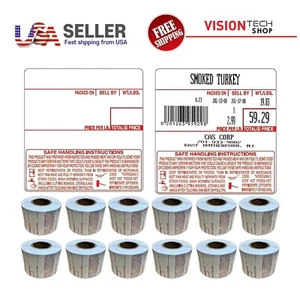 CAS LST-8040 Label, "ALL RED LETTERS", 58 x 60mm, 500 Per Roll, 12 Rolls/Box - Picture 1 of 5