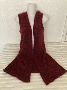 Beautees Hooded Women’s Size XL Eyelash Sweater Vest Red - Picture 1 of 9