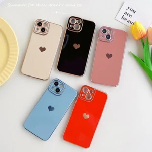 For iPhone 16 15 14 13 12 Pro Max 11 8 Cute Heart Plating Soft Phone Case Cover - Picture 1 of 17