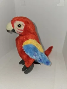 F.A.O Schwarz Parrot Macaw 7" Plush 2022 botón latón - Imagen 1 de 6