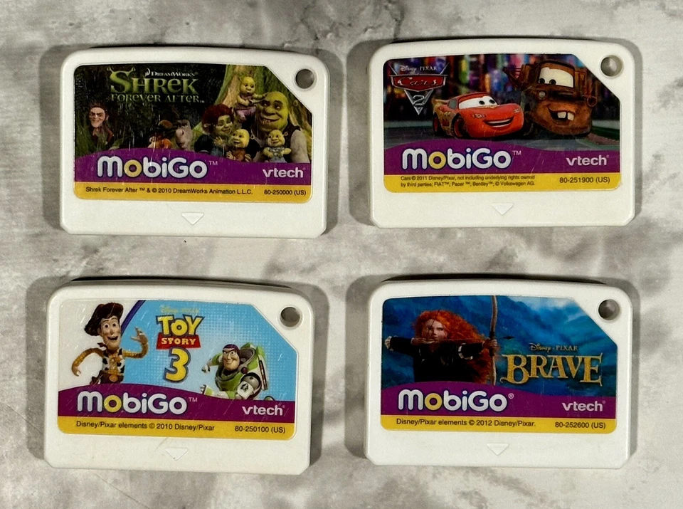 Lot of 4 Vtech MobiGo Loose Learning Games Shrek, Cars, Brave, Toy 3 - TESTED! - Image 1 of 4