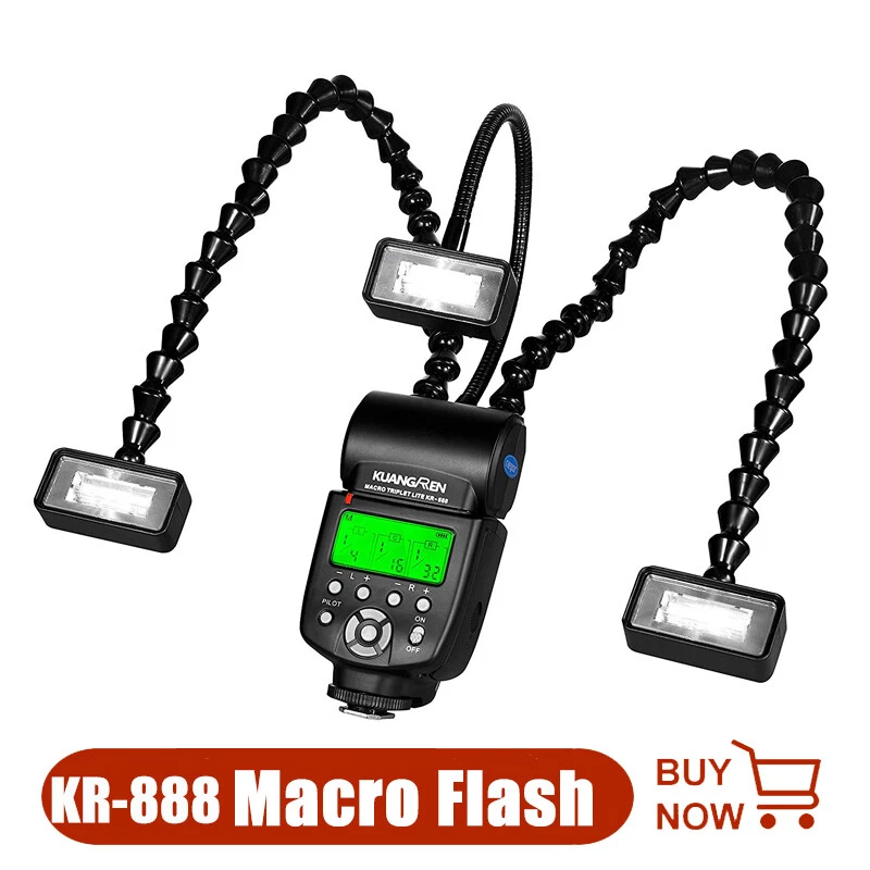 KR-888 Macro Flash 3Pcs Flash Light Head LED Speedlite for Camera DSLR Universal - Image 1 of 4
