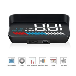 Car HUD OBD2+GPS Speedometer Head up Display MPH Water Temp Warning Alarm Tired - Picture 1 of 10