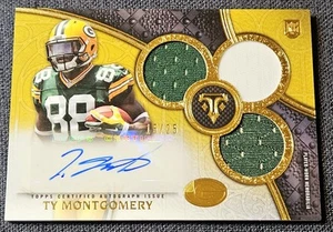 2015 Topps Triple Threads Gold /25 RPA Rookie Patch Auto Ty Montgomery RC #122 - Picture 1 of 2