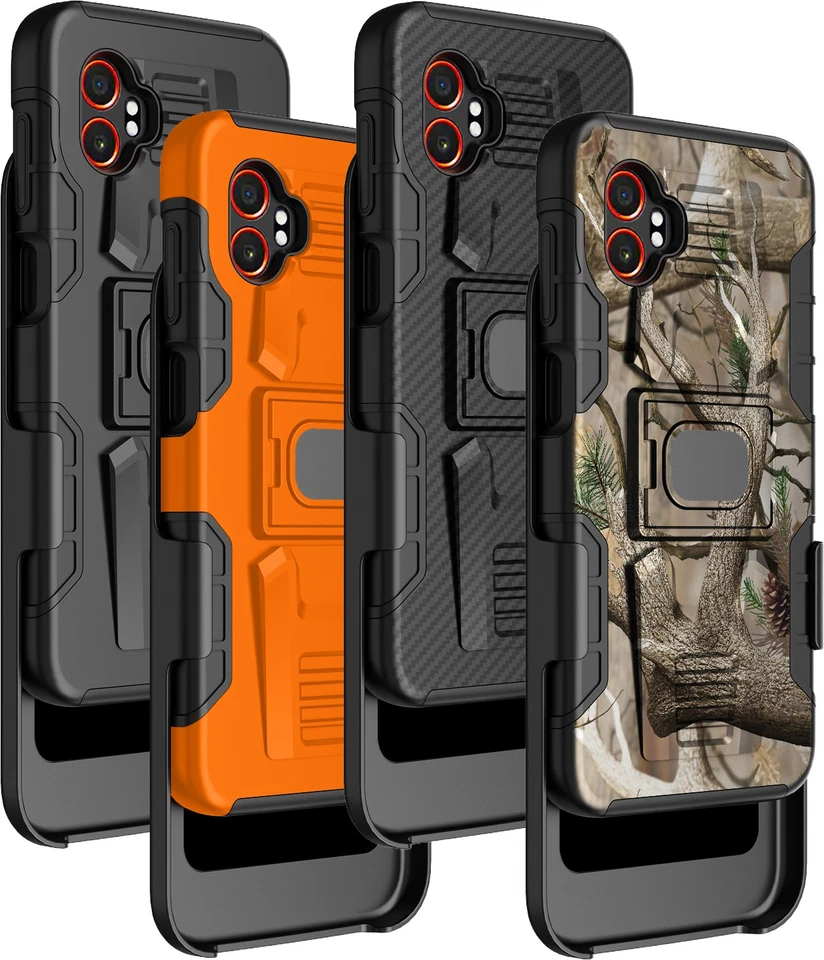 NAKEDCELLPHONE Rugged Case Stand Belt Clip Holster for Samsung Galaxy XCover 7 Pro 2025 Phone