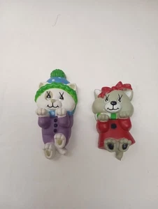 Set di 2 magneti frigo gattini invernali Giftco vintage/rari anni 80 - Foto 1 di 5