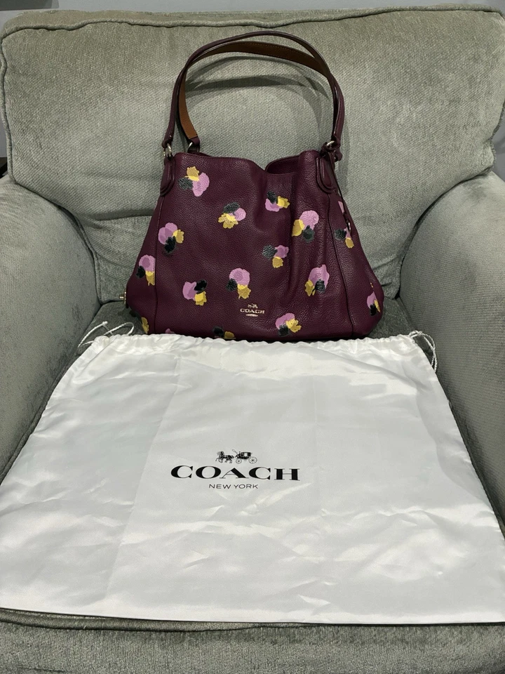 Bolso de hombro Coach Edi Plumb floral Foto 1 de 4