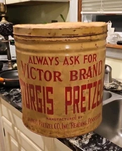 Vintage Sturgis Pretzel Tin 5lbs Peanut Victor Brand Reading Pennsylvania - Picture 1 of 4