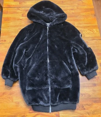 ZARA Faux Fur Hooded Long Coat Black Men’s Small/Medium (38-40) Double Zipper - Image 1 of 4