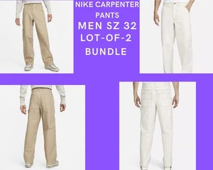 LOTE DE 2 NUEVOS $100 Pantalones Carga Nike Life Carpenter Hombres Talla 32 Caqui Blanco - Imagen 1 de 12
