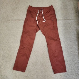 Vuori Pants Mens Large Rust Red Drawstring Organic Cotton Zip Pocket Joggers - Picture 1 of 20