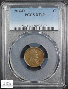 1914 D Lincoln Wheat Copper Cent 1C PCGS XF 40 - Picture 1 of 5