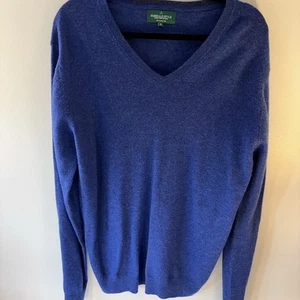 Emerald Style Mens XL Sweater. 100% Lambs Wool V-Neck Blue - Picture 1 of 10