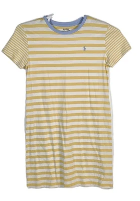 Polo Ralph Lauren 女孩 XL (14-16) 黄色/白色条纹衬衫裙  — 第 1/4 张图片